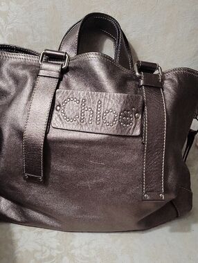CHLOE PATSY TOTE BAG EUC VINTAGE STUDDED LEATHER